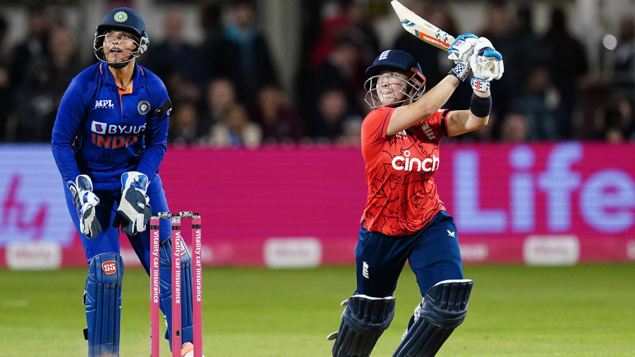 England's Alice Capsey during the third T20 International match at the Seat Unique Stadium, Bristol. Picture date: Thursday September 15, 2022. (Photo by David Davies/PA Images via Getty Images)