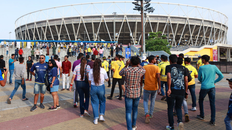 Fans flock to the stadium during the Final of the Tata Indian Premier League between the Chennai Super Kings and the Gujarat Titans held at the Narendra Modi Stadium in Ahmedabad on the 29th May 2023

Photo by: Tamal Das  SPORTZPICS for IPL