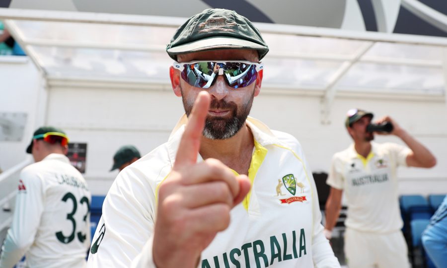 LONDON, ENGLAND - JUNE 11: Nathan Lyon of Australia celebrates winning the ICC World Test Championship on day five of the ICC World Test Championship Final between Australia and India at The Oval on June 11, 2023 in London, England. (Photo by Ryan Pierse/Getty Images)