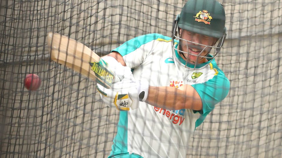 MELBOURNE, AUSTRALIA - JANUARY 02: David Warner bats during an Australian nets session at Melbourne Cricket Ground on January 02, 2021 in Melbourne, Australia. (Photo by Kelly Defina/Getty Images)