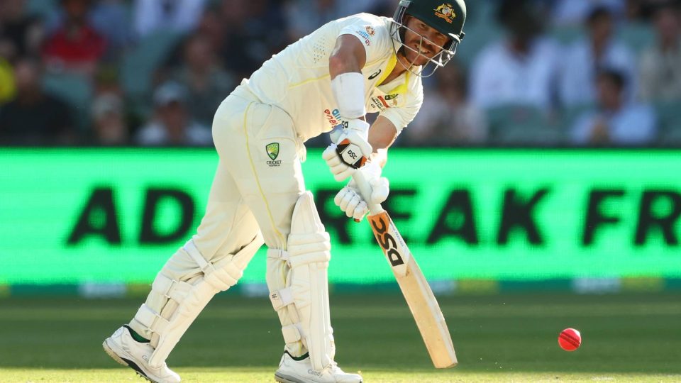 ADELAIDE, AUSTRALIA - DECEMBER 10: David Warner of Australia bats during day three of the Second Test Match in the series between Australia and the West Indies at Adelaide Oval on December 10, 2022 in Adelaide, Australia. (Photo by Chris Hyde/Getty Images)