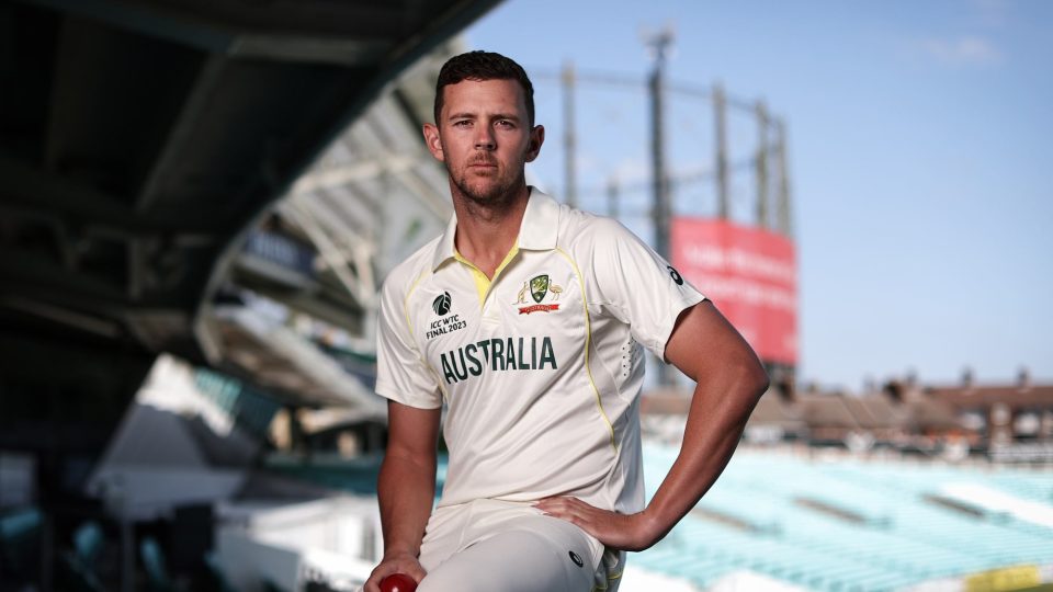 LONDON, ENGLAND - JUNE 02: Josh Hazlewood of Australia poses for a portrait prior to the ICC World Test Championship Final 2023 at The Oval on June 02, 2023 in London, England. (Photo by Ryan Pierse-ICC/ICC via Getty Images)