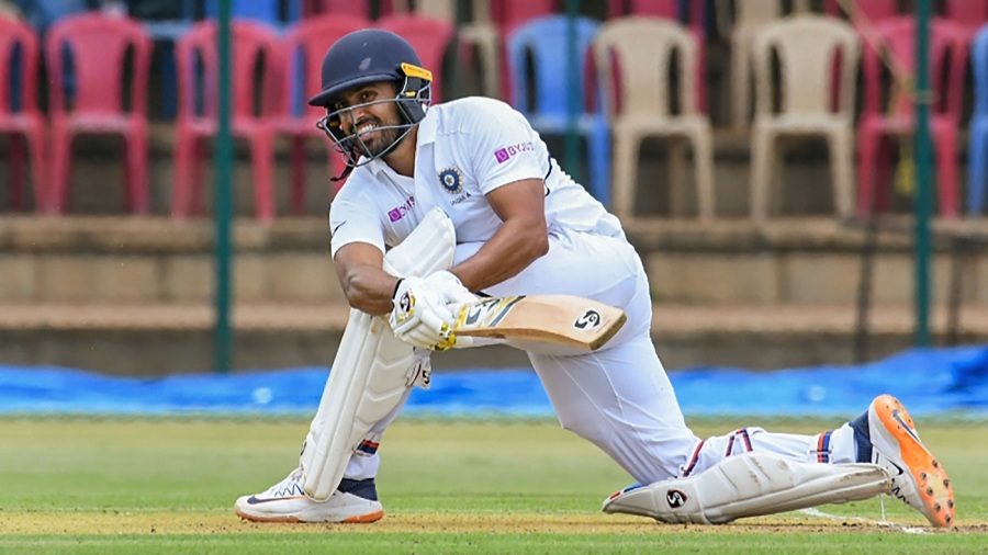 Mysuru: Karun Nair of India A plays a shot during the day 1 of the 2nd unofficial cricket test match against South Africa A, in Mysuru, Tuesday, Sept. 17, 2019. Nair is unbeaten on 78. (PTI Photo)   (PTI9_17_2019_000157B)