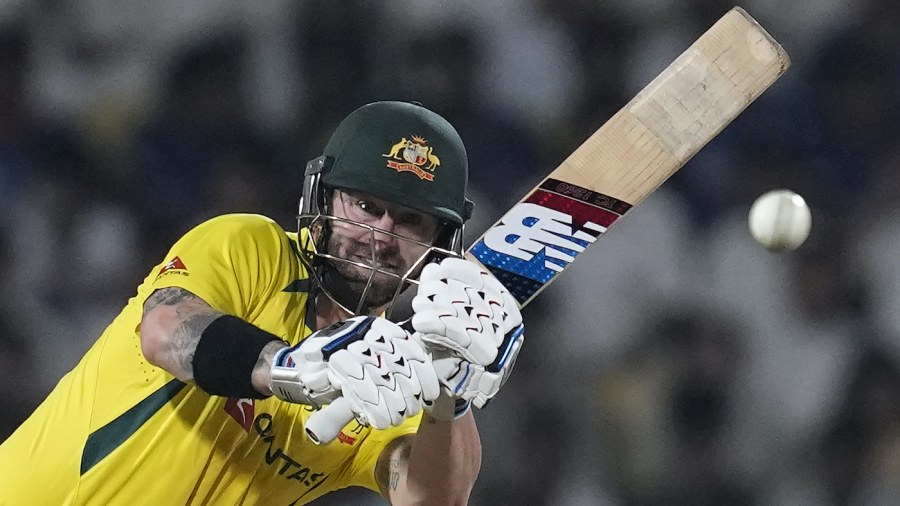 Australia's Matthew Wade plays a shot during the second T20 cricket match between India and Australia, in Nagpur, India, Friday, Sept. 23, 2022. (AP Photo/Rafiq Maqbool)