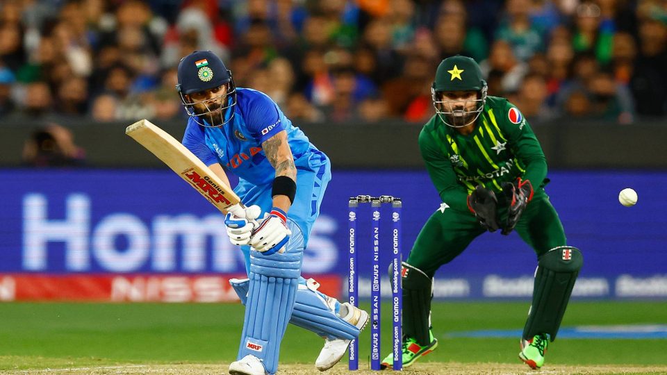 MELBOURNE, AUSTRALIA - OCTOBER 23: Virat Kohli of India bats  during the ICC Men's T20 World Cup match between India and Pakistan at Melbourne Cricket Ground on October 23, 2022 in Melbourne, Australia. (Photo by Daniel Pockett-ICC/ICC via Getty Images)